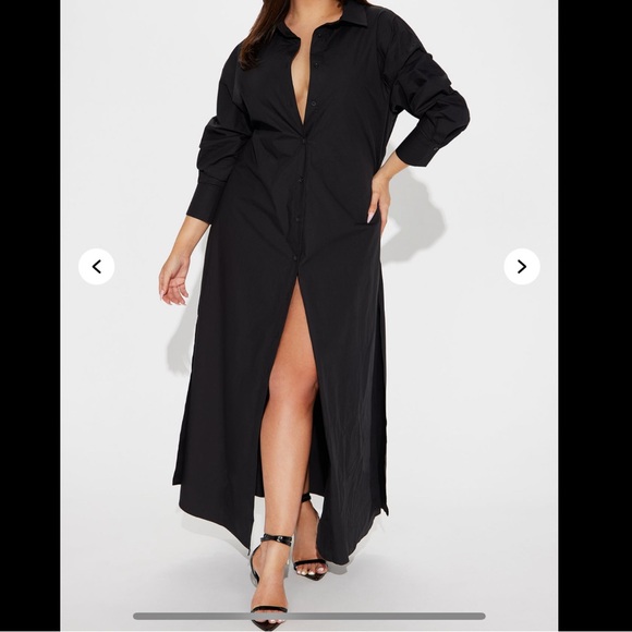 Dresses & Skirts - Elegant Black Maxi shirt Dress XL